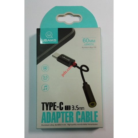 Γνήσιο καλώδιο Usams US-SJ142 USB Type-C σε jack 3.5mm (F) Black Blister (60mm μηκος)
