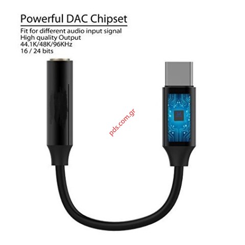Καλώδιο USB Type-C σε jack 3.5mm (F) Black DAC CHIPSET σε μαύρο χρώμα