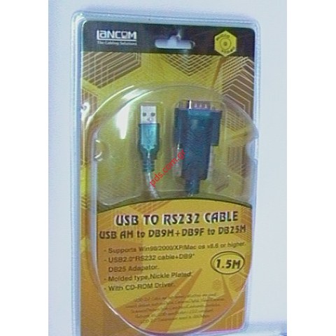 Μετατροπέας καλωδιου απο  serial port RS232 σε USB (1,5μ)