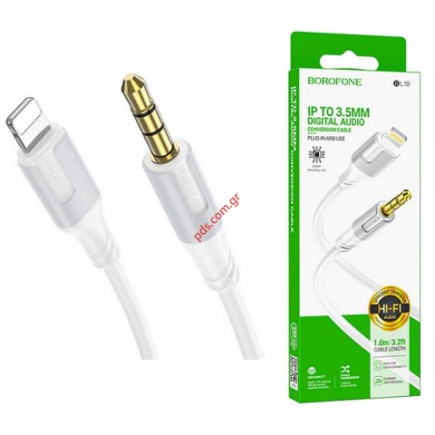 Καλώδιο Audio Borofone BL19 White from Lightning 8 Pin to jack 3.5MM 1m Box