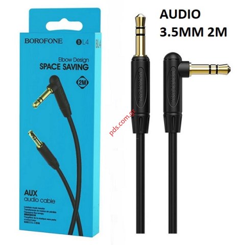 Καλώδιο σύνδεσης Ήχου Borofone BL4 3.5mm 2M Black Αρσενικό σε 3.5mm Αρσενικό Γωνιακό Κονέκτορα σε μαύρο χρώμα