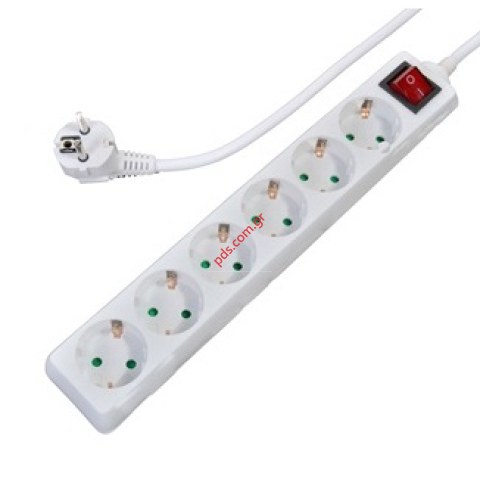 Πολύπριζο 6 θέσεων με υποδοχές ρεύματος και διακόπτη