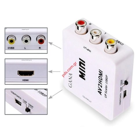 Μετατροπέας Converter 3 X RCA σε HDMI HD Video CAB-H119, Chipset MS1858, Full HD white Box