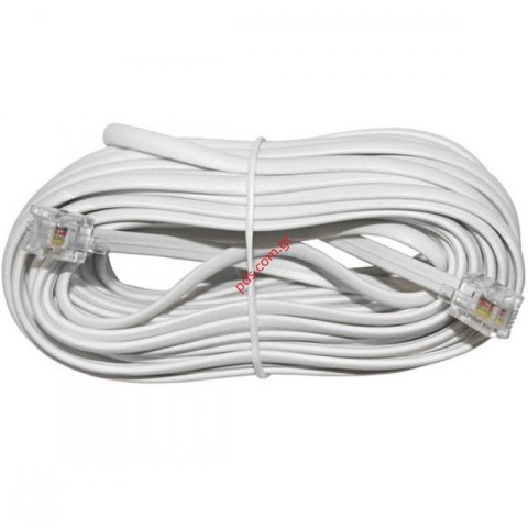 Καλωδιο πλακέ τηλεφώνου 6P4C προέκταση 10M White σε λευκό χρώμα