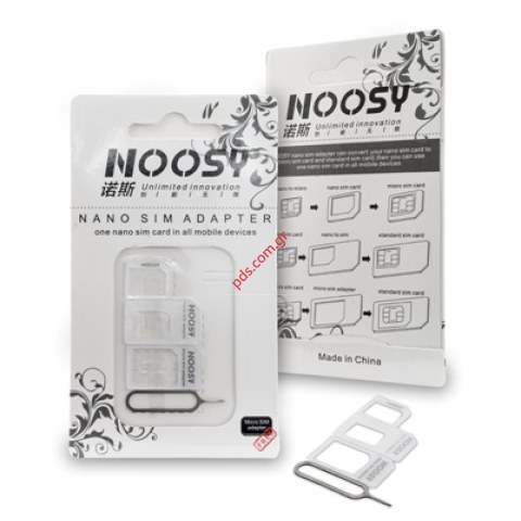 Σετ μετατροπέων καρτών 4 in1 SIM to Noosy (BULK) White adapter σε λευκό. Σετ μετατροπέων καρτών 4 in1 SIM to Noosy (BULK) White adapter σε λευκό.