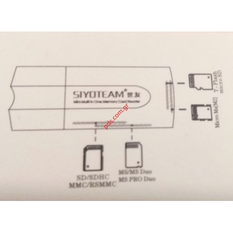 Αναγνώστης καρτών μνήμης SY596 USB 2 (MicroSD, SD, M2, MMC) Blister.