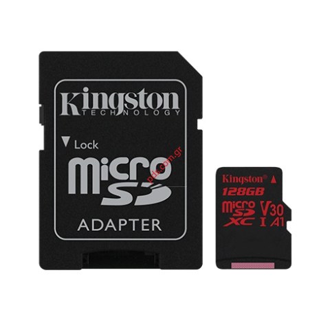 Κάρτα μνήμης Kingston 128GB C10 UHS-I U3 100mbs V30 4K ULTRA HD Canvas Select microSDXC w/SD Adapter Blister