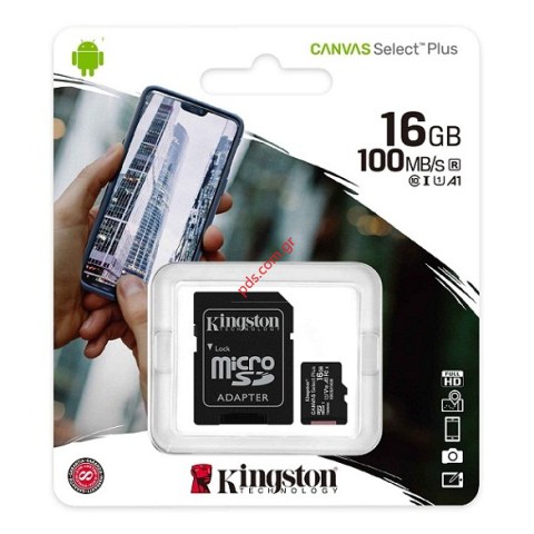 Κάρτα μνήμης Kingston 16GB UHS-I SDHC C10 100mbs MICRO SD Card (TransFlash) 