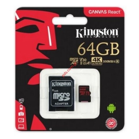 Κάρτα μνήμης Kingston 64GB C10 UHS-I U3 100mbs V30 4K ULTRA HD Canvas Select microSDXC w/SD Adapter Blister
