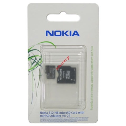 Κάρτα μνήμης Micro Secure Digital ,Trans Flash Nokia 512MB (MU-28) 3.0V 25MHZ BLISTER Κάρτα μνήμης Micro Secure Digital ,Trans Flash Nokia 512MB (MU-28) 3.0V 25MHZ BLISTER