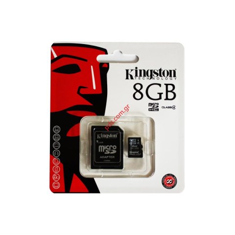 Κάρτα μνήμης MICROSD 8GB SDHC SLOT CLASS 4 With Adaptor (TransFlash) Blister