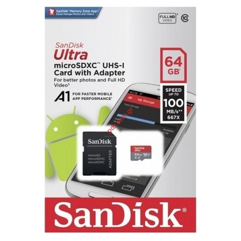 Κάρτα μνήμης MicroSD SANDISK 64GB C10 A1 UHS- 100mbs (BLISTER) ΠΡΟΣΟΦΟΡΑ ΕΩς 30/09/2023