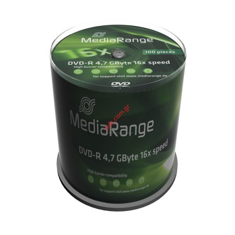 Οπτικός δίσκος MEDIARANGE DVD-R, 4.7GB, 16x, 100τμχ Cake BOX
