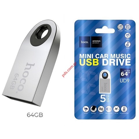 Φορητή μνήμη Flash Drive stick Mini Car Music Hoco UD9 Insightful 64GB USB 2.0 Mini Size Ασημί Blister