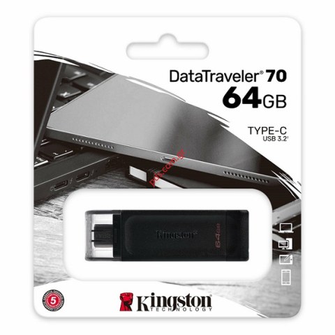 Φορητή μνήμη Kingston DataTraveler 70 USB-C 64GB USB 3.2 Pendrive Flash Drive (Gen 1) Blister
