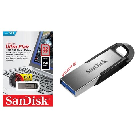 Φορητή μνήμη stick SANDISK 32GB USB 3.0 ULTRA FLAIR Flash Drive Silver Blister