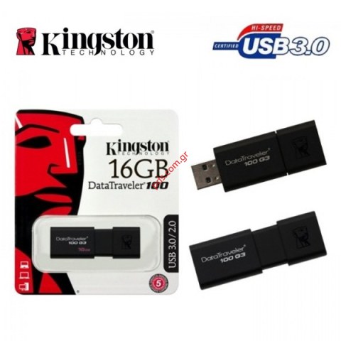 Μνήμη αποθήκευσης Kingston DT100 16GB USB 3.0 G3 DataTraveler Drive flash drive stick 