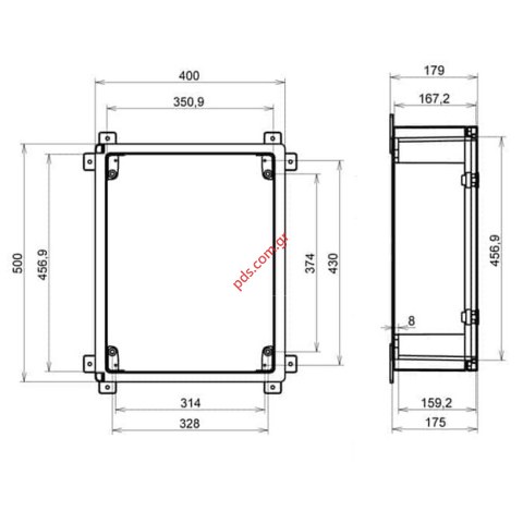 Εξωτερικό κουτί στεγανό ARLI 1197 (50Χ40Χ17.5cm) IP65 με πορτάκι σε γκρί χρώμα.