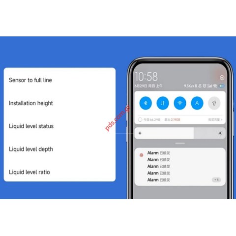 Μετρητής στάθμης υγρών TLC-2206 9V με υπερήχους και εφαρμογή app για κινητά Box