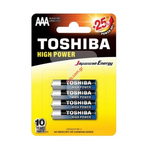 Αλκαλικές μπαταρίες Toshiba HIGH POWER AAA LR03 4 pcs Alkaline (LR03GCP BP-4) Blister