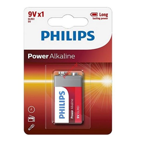Μπαταρία Αλκαλική Philips Power Alkaline size 9V (6LR61) Τεμ. 1 Blister