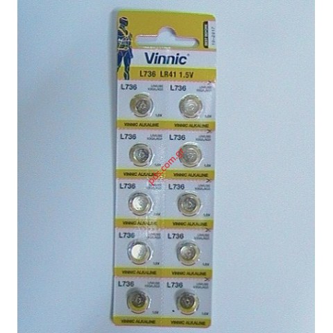 Battery Alkaline Vinnic LR41 (L736) 1.5V Blister (1 PCS)