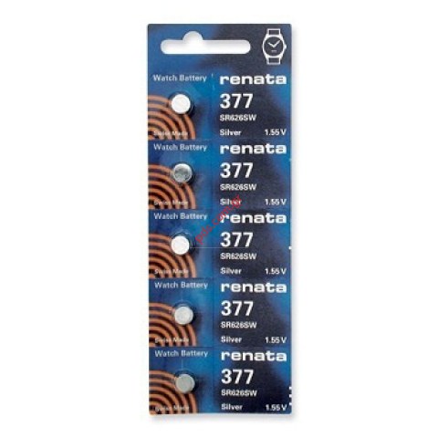 Battery watch Renata 377 (SR626SW ) 1.55 Volt Silver Oxide 1 PCS. Battery watch Renata 377 (SR626SW ) 1.55 Volt Silver Oxide 1 PCS.