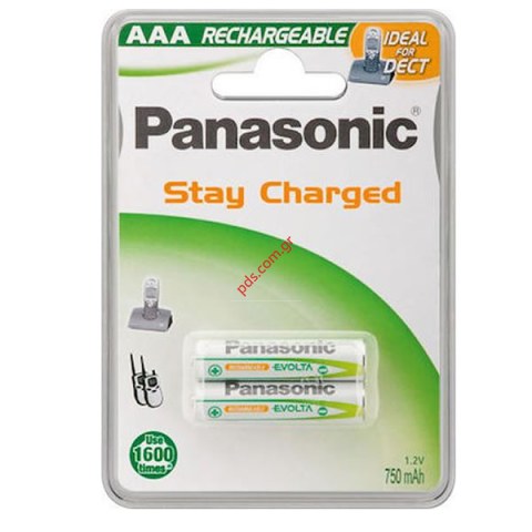 Επαναφορτιζόμενες μπαταρίες Panasonic HHR-4MVE/2BD AAA R03 1.2V Ni-Mh 750mAh (2τμχ) Blister