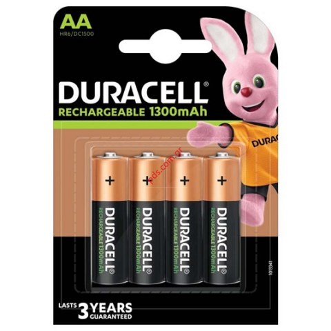 Μπαταρία Επαναφορτιζόμενη Duracell 1300 mAh size AA Ni-MH 1.2V Τεμ. 4 Blister