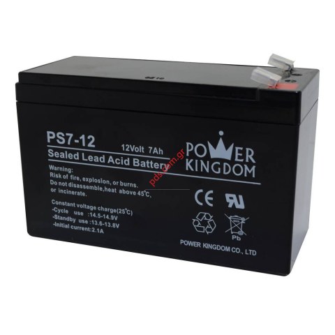Lead acid battery POWER KINGDOM 12Volt 7Ah Approximate Weight (2.05kg) Lead acid battery POWER KINGDOM 12Volt 7Ah Approximate Weight (2.05kg)