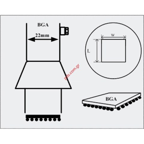 Εξάρτημα μύτη για θερμό αέρα BGA 27x27mm 
