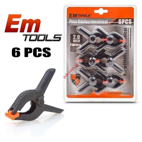 Σετ Σφιγκτήρα Πλαστικός EmTools (6 Τεμάχια) 2 inch μάνταλος Blister Σετ Σφιγκτήρα Πλαστικός EmTools (6 Τεμάχια) 2 inch μάνταλος Blister