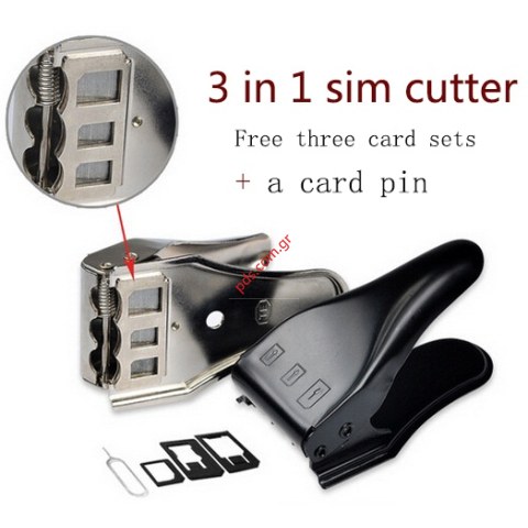 Ειδικό εργαλείο κοπής καρτών δικτύου SIM 3 in 1 σε διάσταση Nano με αντάπτορες Ειδικό εργαλείο κοπής καρτών δικτύου SIM 3 in 1 σε διάσταση Nano με αντάπτορες