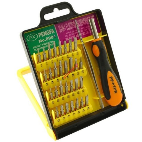 Set of magnetic screwdriver PNG-8902 interchangeable heads (30 pieces) and a pair of tweezers. Set of magnetic screwdriver PNG-8902 interchangeable heads (30 pieces) and a pair of tweezers.