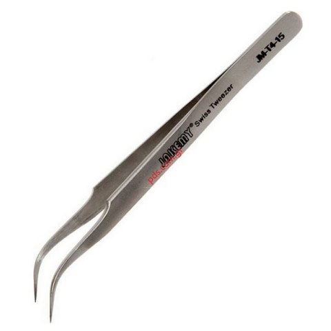 Μεταλική τσιμπίδα Jakemy JM-T4-15 Silver Tweezer Angle με γωνία 45 Blister