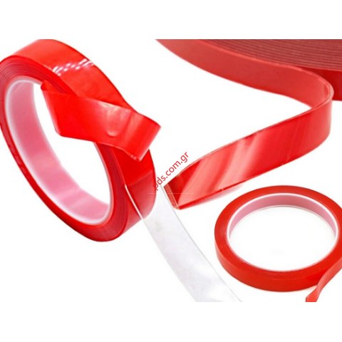Αυτοκόλητη διάφανη ταινία διπλής όψεως RED 8mm x 50m Bulk