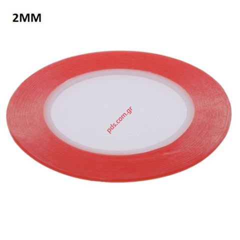 Αυτοκόλητη διάφανη ταινία διπλής όψεως TL-02225 RED 2mm x 25m Bulk