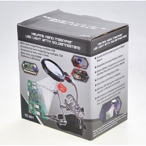 Επιτραπέζια βάση Magnifier LED TE-801 Platform base Tool clip με μεγεθυντικό φακό και φως με και πιάστρες κροκοδιλάκια (ΕΞΑΝΤΛΗΘΗΚΑΝ)