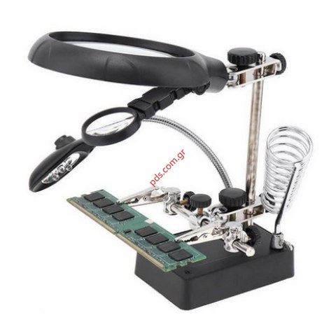 Επιτραπέζια βάση Magnifier LED TE-801 Platform base Tool clip με μεγεθυντικό φακό και φως με και πιάστρες κροκοδιλάκια (ΕΞΑΝΤΛΗΘΗΚΑΝ)