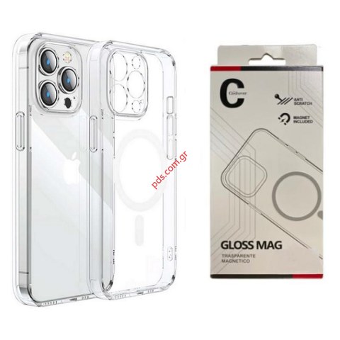 Case iphone 14 PLUS TPU Magnet Gloss Mag TRN Clear συμβατή με μαγνητική type Magsafe box