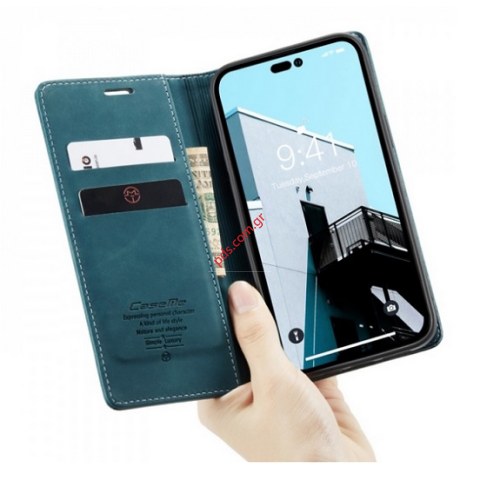 Case book iPhone 14 PRO MAX 6.7 inch Green Magnet wallet stand Blister (16,07Χ77,6X7,9CM)