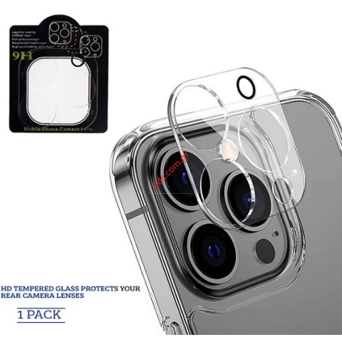 Προστατευτικό τζαμάκι κάμερας iPhone 15 PRO / 15 PRO MAX Frame 1 PCS clear Back camera Tempered glass 3D Box