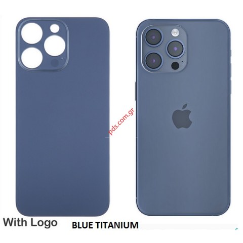 Πίσω κάλυμα γυαλί iPhone 15 Pro Max Blue Titanium HQ σε μπλέ χρώμα Bulk Πίσω κάλυμα γυαλί iPhone 15 Pro Max Blue Titanium HQ σε μπλέ χρώμα Bulk