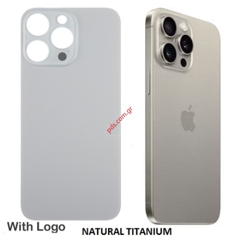 Πίσω κάλυμα γυαλί iPhone 15 Pro Max Natural Titanium σε ασημί χρώμα HQ Bulk Πίσω κάλυμα γυαλί iPhone 15 Pro Max Natural Titanium σε ασημί χρώμα HQ Bulk