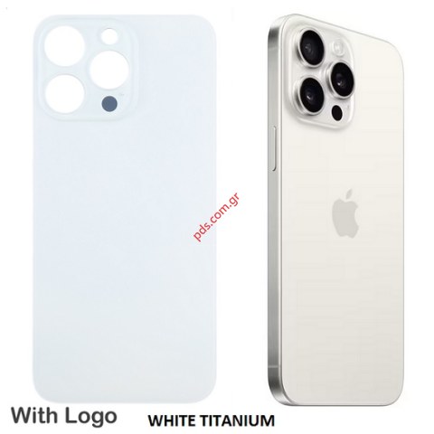 Πίσω κάλυμα γυαλί iPhone 15 Pro Max White Titanium HQ σε λευκό χρώμα Bulk Πίσω κάλυμα γυαλί iPhone 15 Pro Max White Titanium HQ σε λευκό χρώμα Bulk