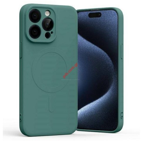 Θήκη iPhone 15 PRO MAX 6.7 Green back cover Magsafe Silicon Blister Θήκη iPhone 15 PRO MAX 6.7 Green back cover Magsafe Silicon Blister