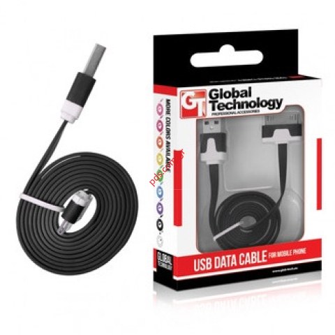 Καλώδιο Flat Cable iPhone 3G, 4G Black Micro USB 30 Pin universal 
