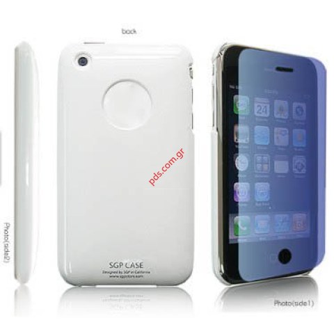 Πίσω καπάκι θήκη σε λευκό χρώμα και ζελατίνα προστασίας Apple iPhone 3G, 3GS  Πίσω καπάκι θήκη σε λευκό χρώμα και ζελατίνα προστασίας Apple iPhone 3G, 3GS