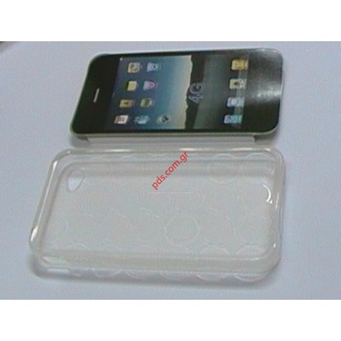 Transparent hard plastic case for Apple iPhone 4G in white color