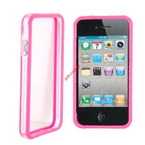 Apple iPhone 4G, 4S Bumper Style Case in Clear Transparent pink